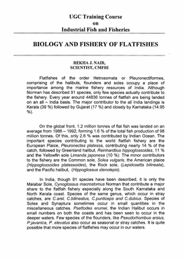 Biology and Fishery of Flatfishes