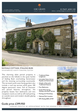 Guide Price £399,950 VIEWING STRICTLY by APPOINTMENT with the VENDOR’S SOLE AGENTS