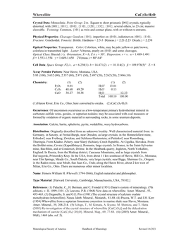 Whewellite Cac2o4·H2O