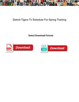 Detroit Tigers Tv Schedule for Spring Training