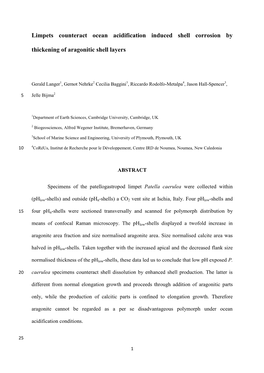 Limpets Counteract Ocean Acidification Induced Shell Corrosion By