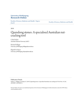 Quandong Stones: a Specialised Australian Nut- Cracking Tool Colin Pardoe Australian National University (ANU)