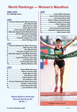 World Rankings — Women's Marathon