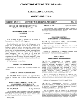 HOUSE of REPRESENTATIVES HB 2153, PN 3497 by Rep