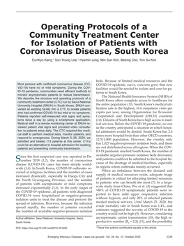 Operating Protocols of a Community Treatment Center for Isolation Of