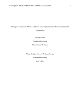PROTOTYPE of a CLADISTICS EDUCATION 1 Cladogram