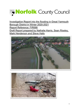 Great Yarmouth Borough District in Winter 2020-2021 Report Reference: FIR066 Draft Report Prepared by Nathalie Harris, Sean Riseley, Mark Henderson and Steve Halls