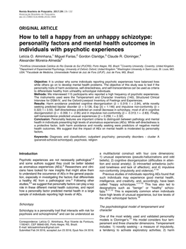 Personality Factors and Mental Health Outcomes in Individuals with Psychotic Experiences Letı´Cia O