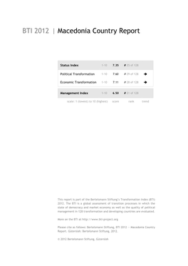 North Macedonia Country Report BTI 2012