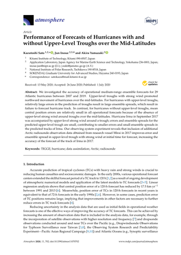 Performance of Forecasts of Hurricanes with and Without Upper-Level Troughs Over the Mid-Latitudes