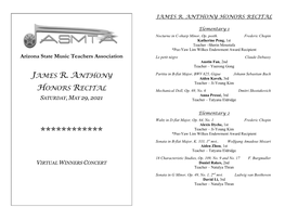 Student Recital Program 2019