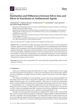 Similarities and Differences Between Silver Ions and Silver in Nanoforms As Antibacterial Agents