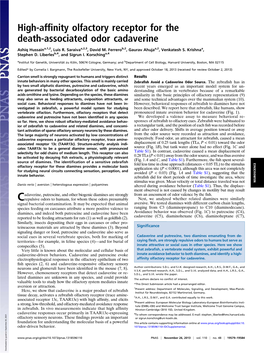 High-Affinity Olfactory Receptor for the Death-Associated Odor Cadaverine