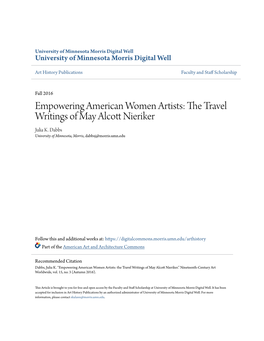 The Travel Writings of May Alcott Nieriker Nineteenth-Century Art Worldwide, Vol