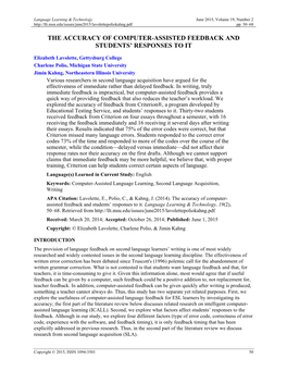 The Accuracy of Computer-Assisted Feedback and Students' Responses to It