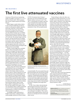 The First Live Attenuated Vaccines