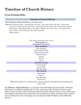 Timeline of Church History