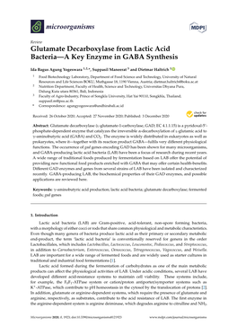 Glutamate Decarboxylase from Lactic Acid Bacteria—A Key Enzyme in GABA Synthesis