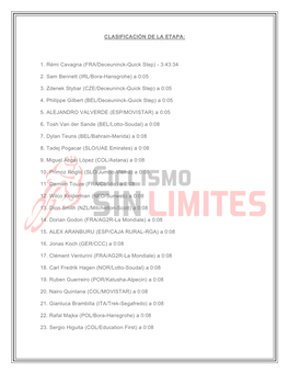 CLASIFICACIÓN DE LA ETAPA: 1. Rémi