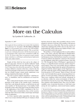 On Vernadsky's Space: More on the Calculus
