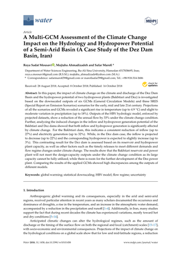 A Multi-GCM Assessment of the Climate Change Impact on the Hydrology and Hydropower Potential of a Semi-Arid Basin (A Case Study of the Dez Dam Basin, Iran)