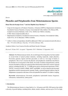 Phenolics and Polyphenolics from Melastomataceae Species