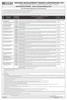 HOUSING DEVELOPMENT FINANCE CORPORATION LTD. Regional Office, Second Floor, ITC Centre, 760, Anna Salai, Chennai – 600 002