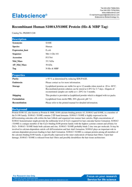 Elabscience® Recombinant Human S100A3/S100E Protein