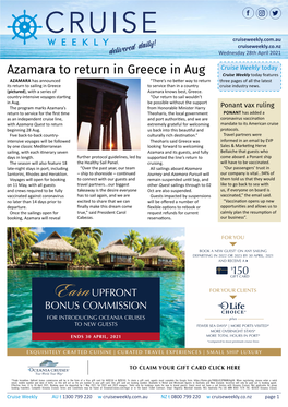 Azamara to Return in Greece In