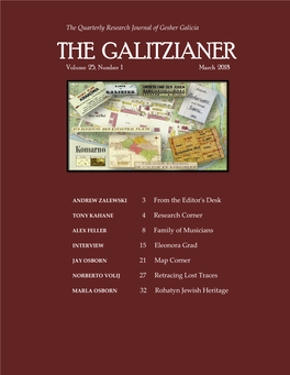 THE GALITZIANER Volume 25, Number 1 March 2018