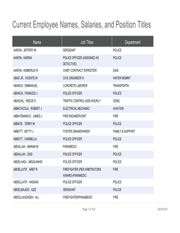 Current Employee Names, Salaries, and Position Titles