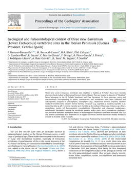 Geological and Palaeontological Context of Three New Barremian