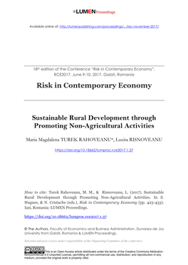 Risk in Contemporary Economy Sustainable Rural Development