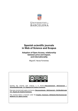 Spanish Scientific Journals in Web of Science and Scopus