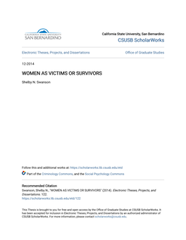 Women As Victims Or Survivors