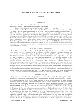 FERMAT NUMBERS and the HEPTADECAGON Background At