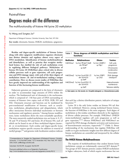 Degrees Make All the Difference the Multifunctionality of Histone H4 Lysine 20 Methylation