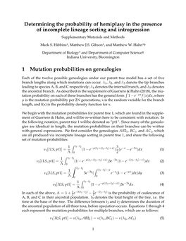 Determining the Probability of Hemiplasy in the Presence of Incomplete Lineage Sorting and Introgression Supplementary Materials and Methods