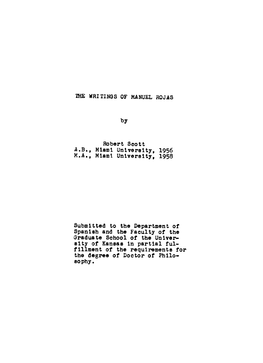 THE WRITINGS of MANUEL ROJAS by Robert Scott A,B,, M1ami