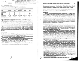 Prehistoric Status and Distribution of the Hawaiian Hawk (Buteo Solitarius), with the First Fossil Record from Kauai