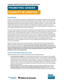 Promoting Gender Equality in Lesotho