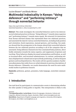 Multimodal Indexicality in Korean: “Doing Deference” and “Performing