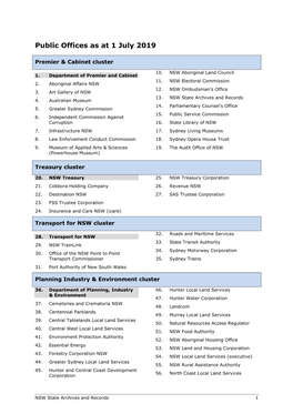 Public Offices As at 1 July 2019