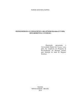 FILOGEOGRAFIA E CITOGENÉTICA DO GÊNERO Kerodon (CUVIER, 1825) (RODENTIA: CAVIIDAE)