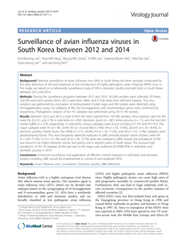 Surveillance of Avian Influenza Viruses in South Korea Between 2012 and 2014