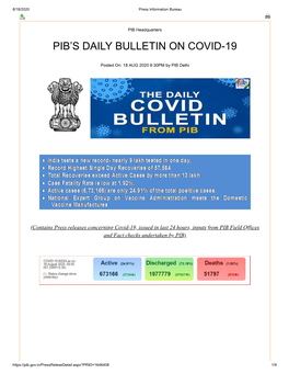 Pib's Daily Bulletin on Covid-19