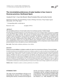 Microhabitat Preferences Water Beetles in Rivers Ourense, Spain