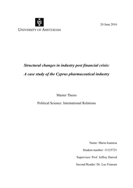 A Case Study of the Cyprus Pharmaceutical Industry