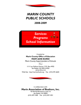 MARIN COUNTY PUBLIC SCHOOLS Services Programs School