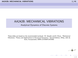 Aa242b: Mechanical Vibrations 1 / 41